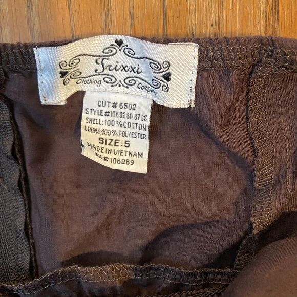 Trixxi Brown Floral Embroidered Halter Sundress Size 5 Smocked Boho Festival - Picture 3 of 8